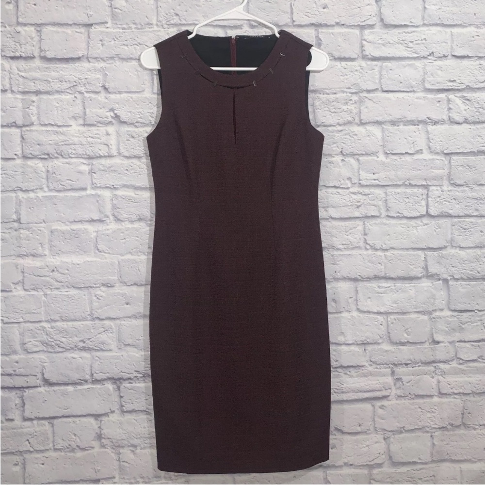 T Tahari Womens Burgundy Black Career Work Sheath Dress Size 4